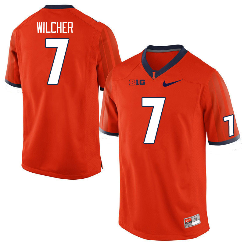 Men #7 Kenari Wilcher Illinois Fighting Illini College Football Jerseys Stitched Sale-Orange
